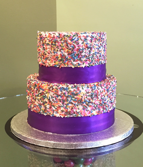 Sprinkle Tiered Cake Purple